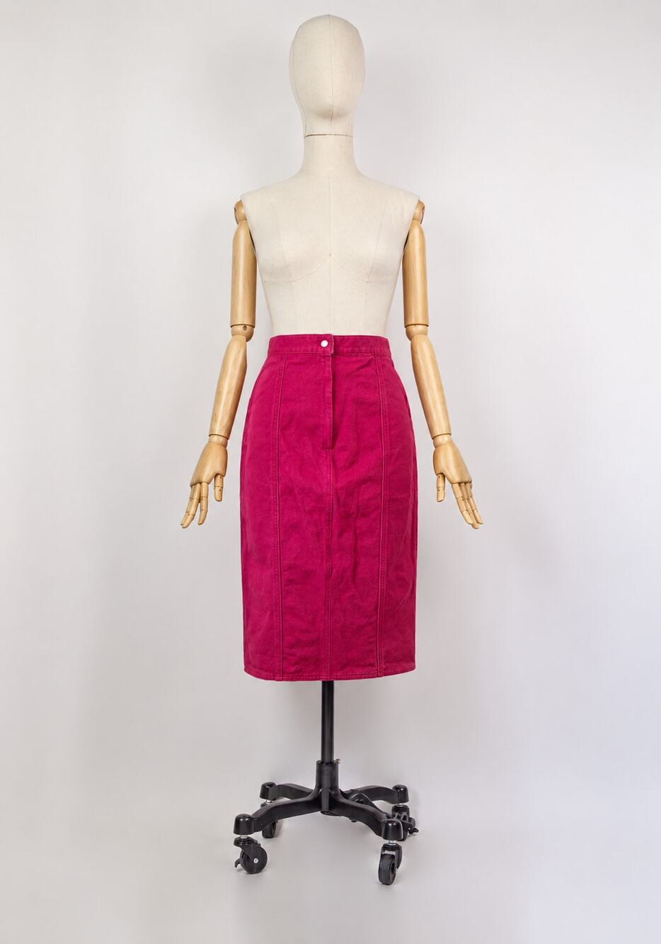 Vintage 90s Laura Biagiotti Jeans Red Denim Pencil Skirt Size M Made in Italy